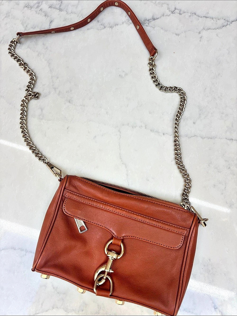 Rebecca Minkoff Mini M.A.C. Crossbody Bag. Brown Chain Crossbody